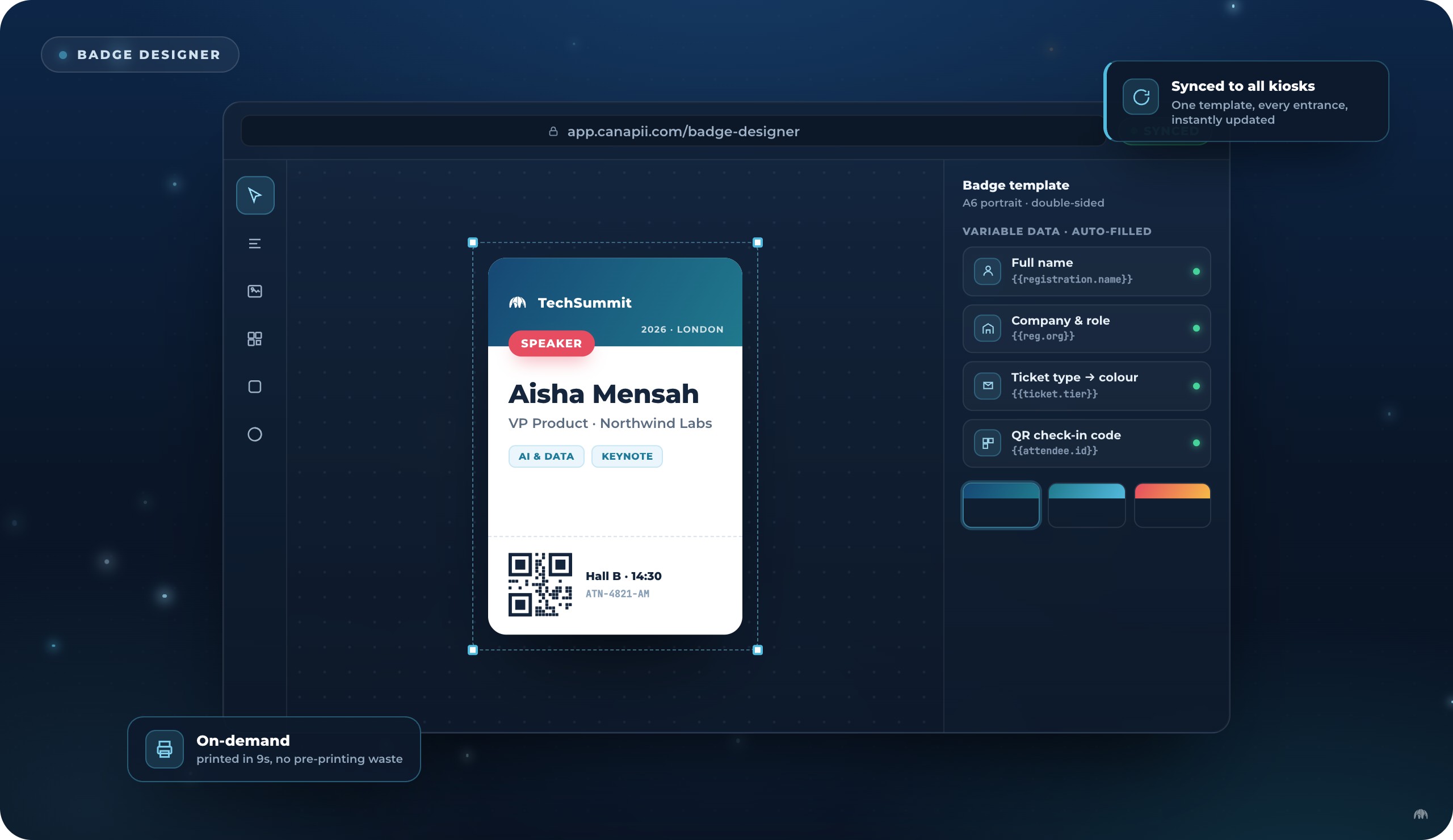 Badge Designer interface