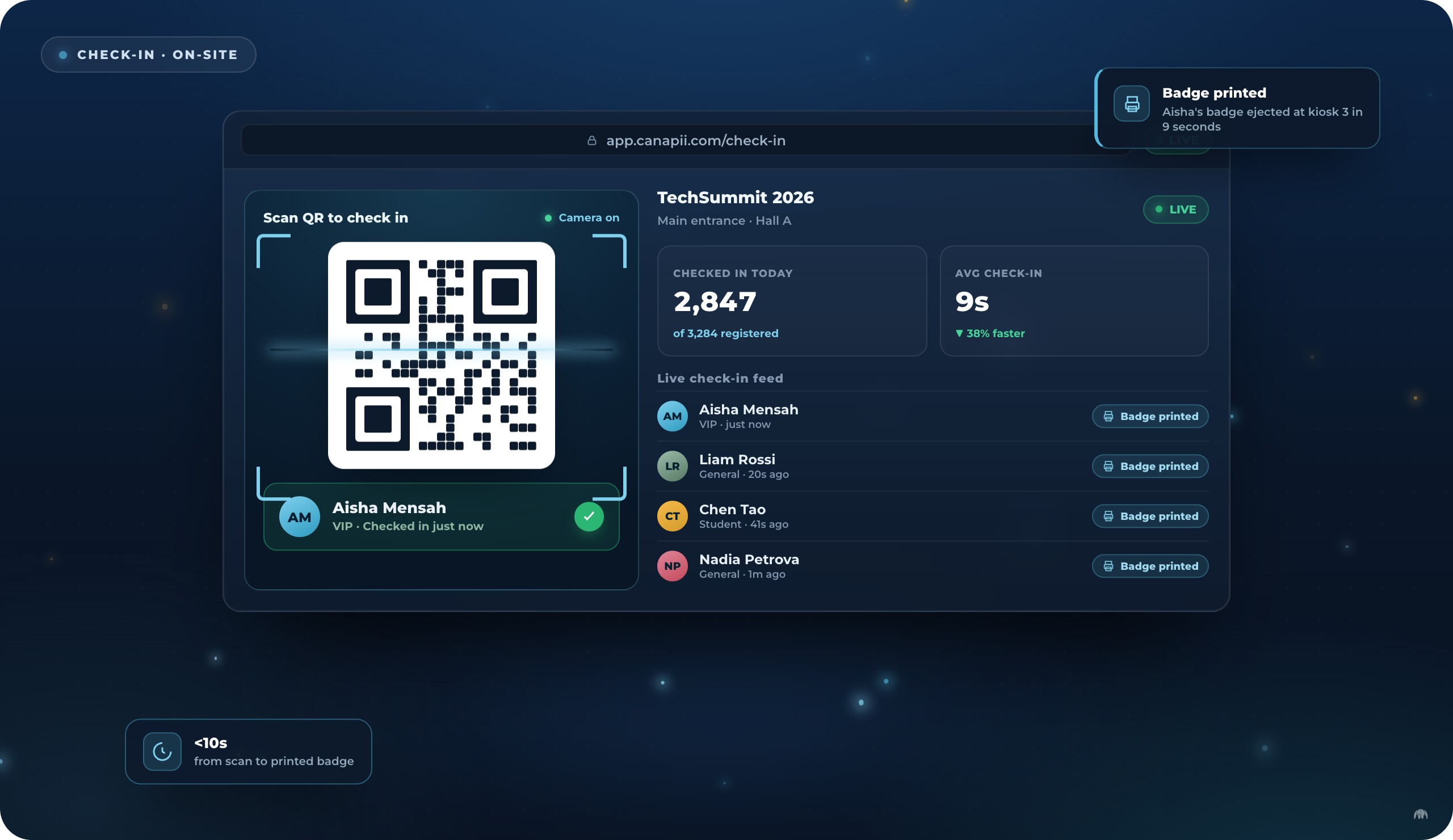 Check-in Console interface