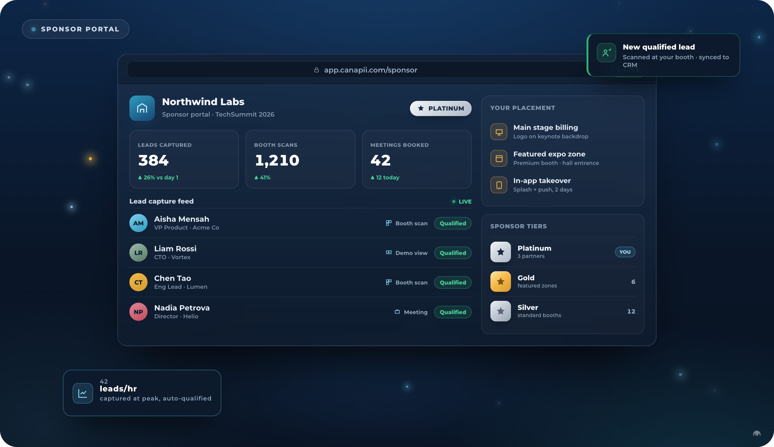 Sponsor Portal interface
